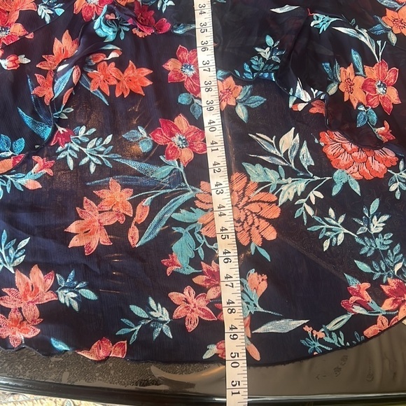 Enfocus Studio Navy Floral Sleeveless  Rouched Waist Maxi Dress Size 12 - Picture 12 of 14